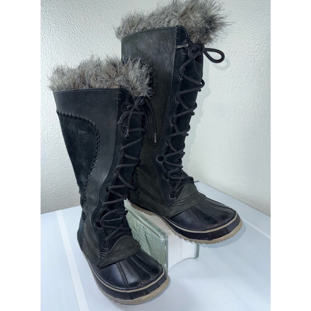 SOREL Sz 7 Joan of Arctic Leather Suede Faux Fur Waterproof Winter Boots - Picture 5 of 10